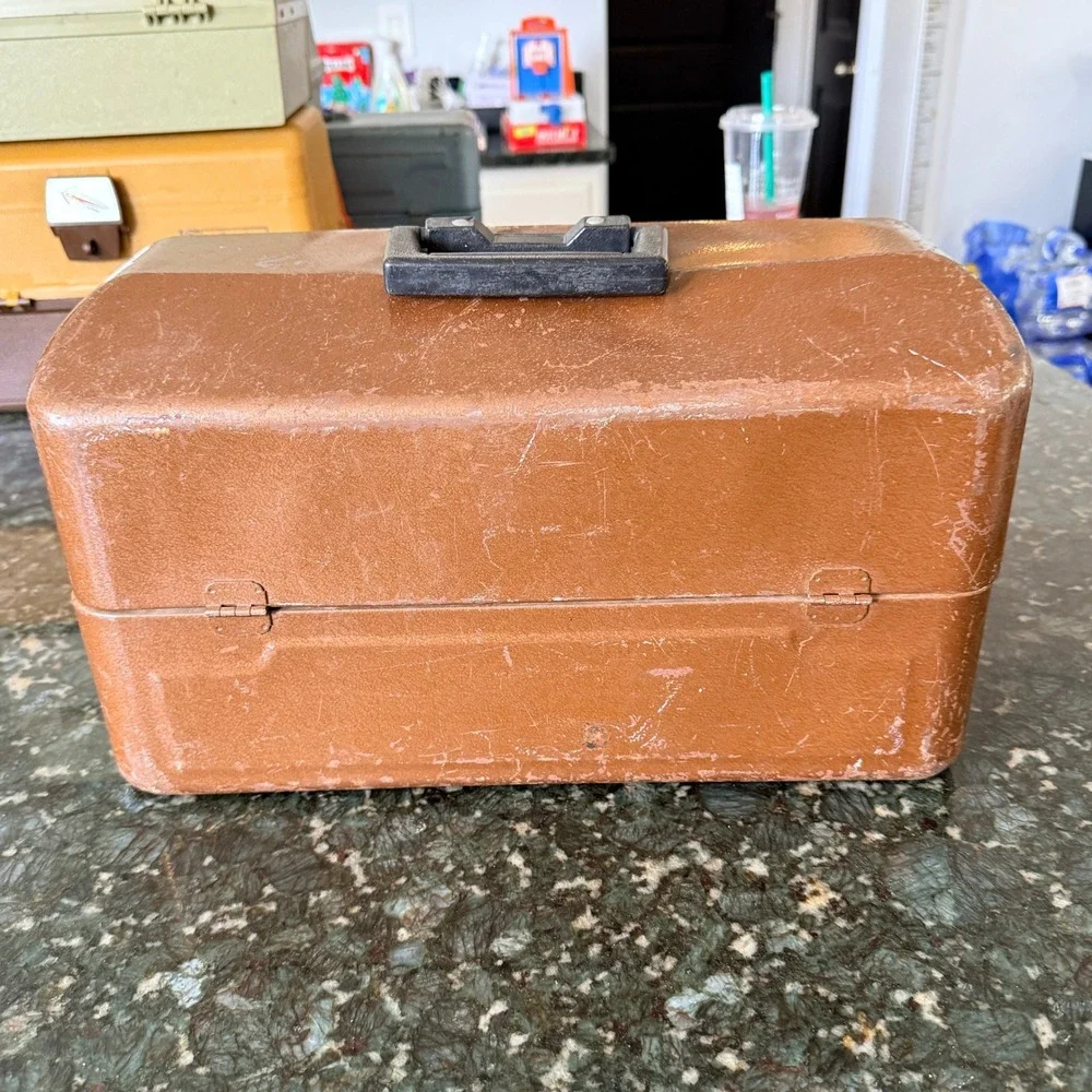 Vintage My Buddy Metal Tackle Box Cantilever Tool Chest Copper  Industrial Case